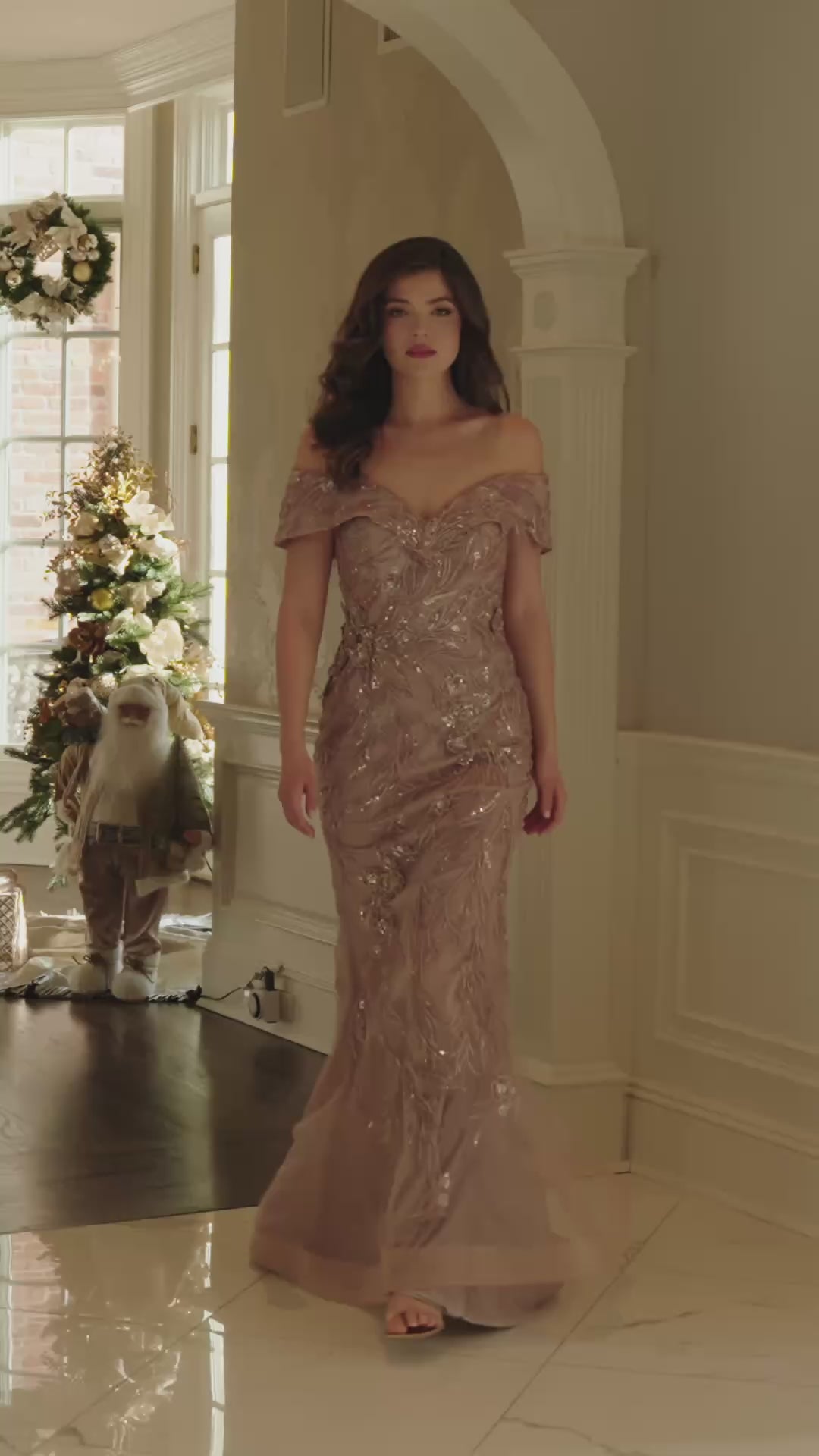 Load video: Marsoni MV1372 Beaded Long Formal Mermaid Evening Dress