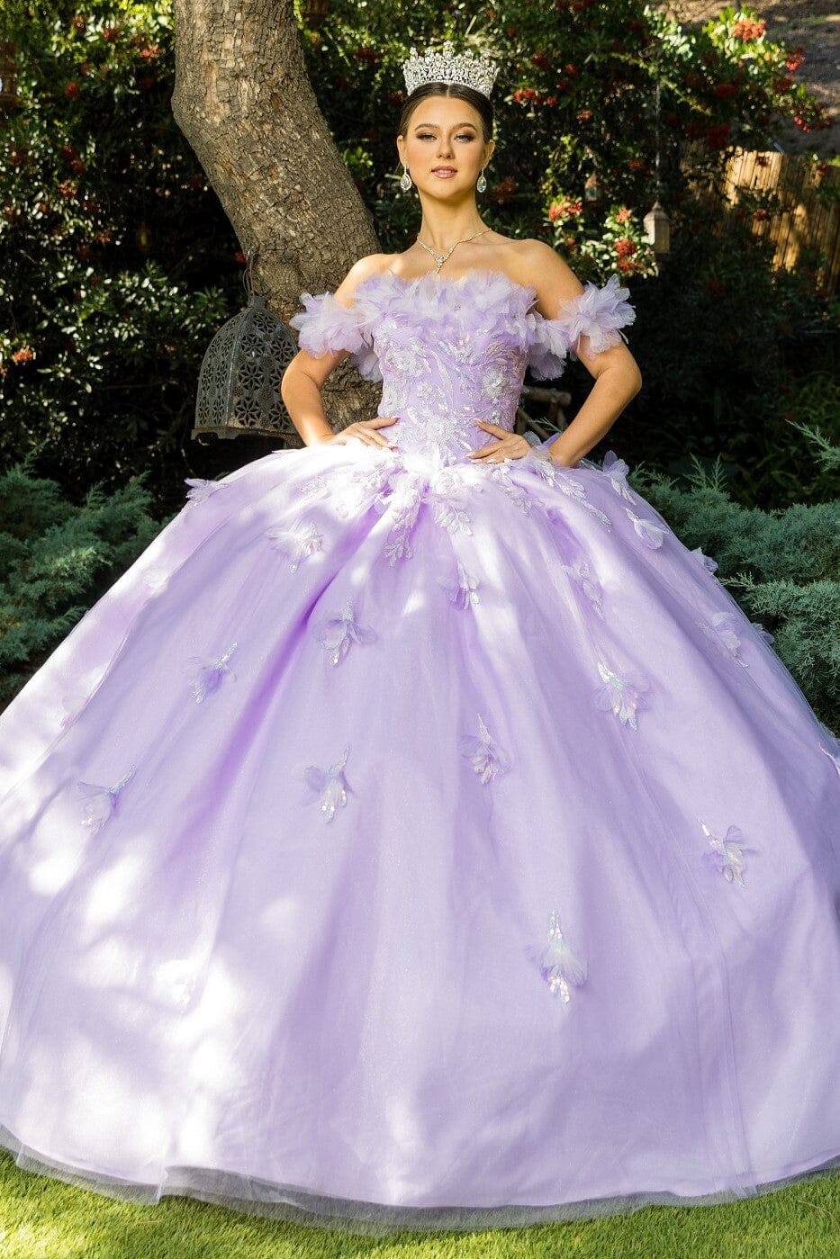 Ruffled Bodice Off Shoulder Ball Gown by Cinderella Couture 8065J - product image 1