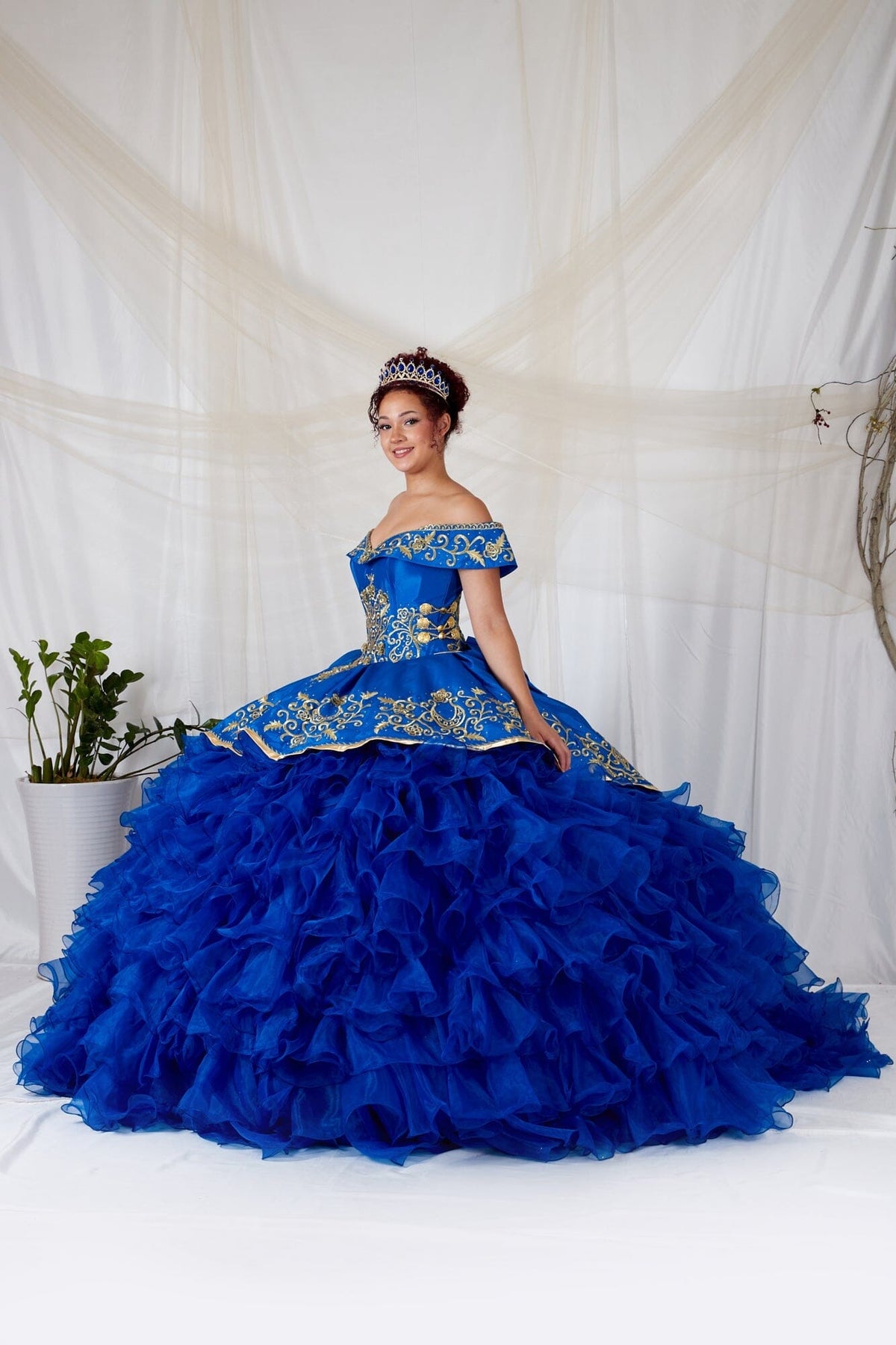 Ruffled Charro Off Shoulder Ball Gown by Calla SCL-30013 - product image 6