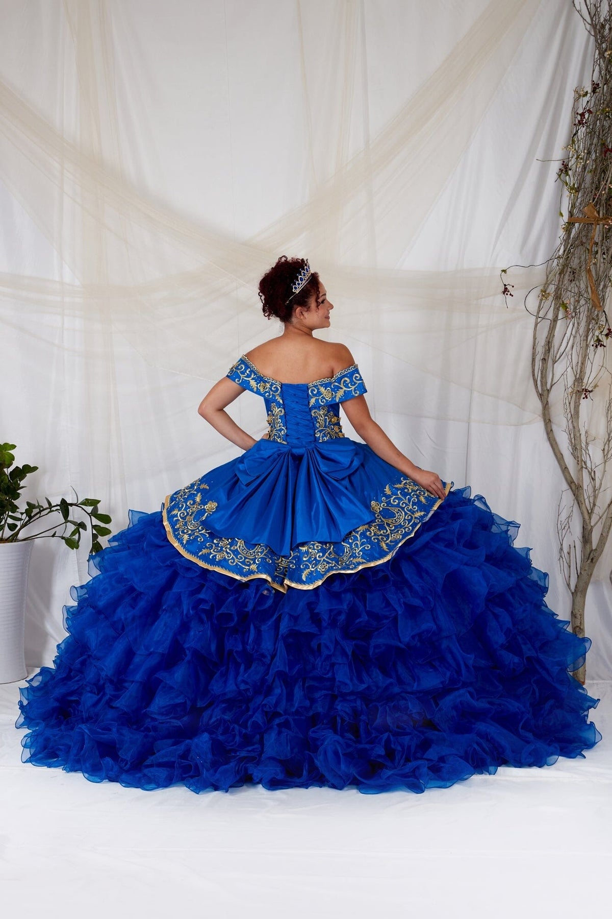 Ruffled Charro Off Shoulder Ball Gown by Calla SCL-30013 - product image 2
