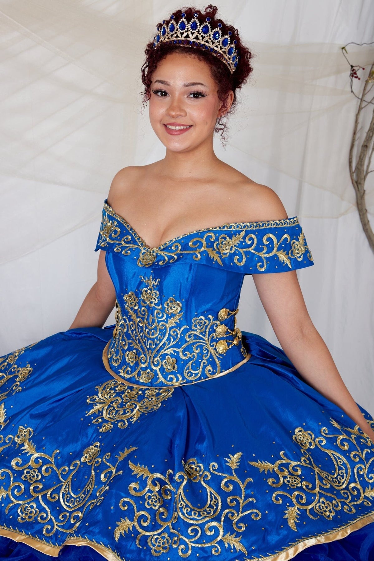 Ruffled Charro Off Shoulder Ball Gown by Calla SCL-30013 - product image 3