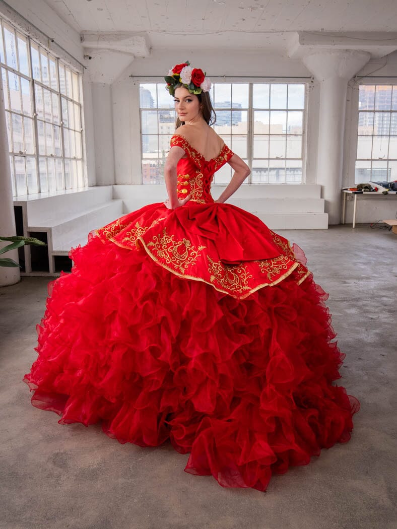 Ruffled Charro Off Shoulder Ball Gown by Calla SCL-30013 - product image 8