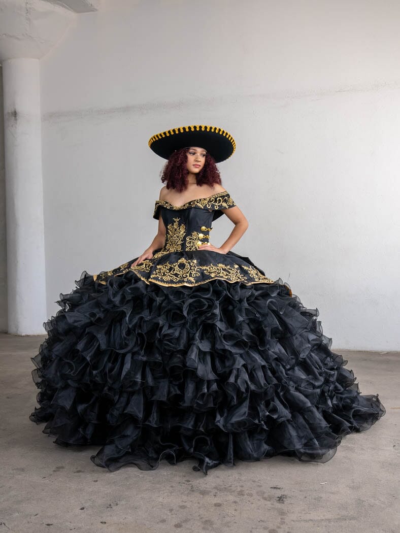 Ruffled Charro Off Shoulder Ball Gown by Calla SCL-30013 - product image 10