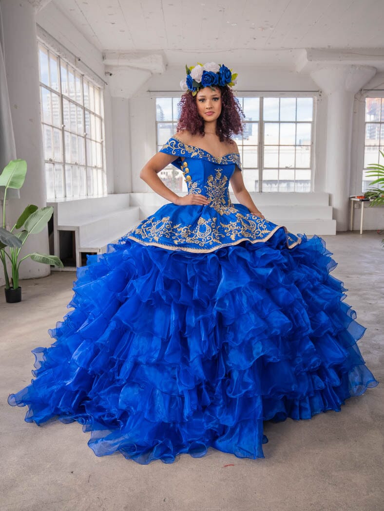 Ruffled Charro Off Shoulder Ball Gown by Calla SCL-30013 - product image 7