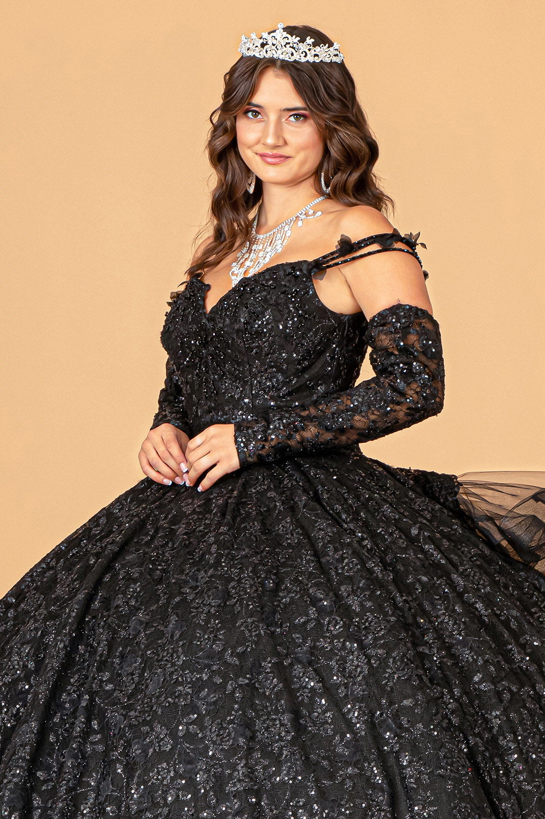 Ruffled Floral Print Ball Gown by Elizabeth K GL3072 - product image 5