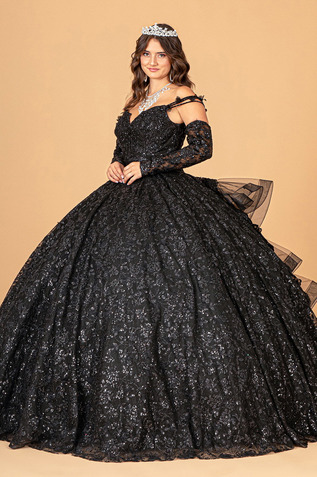 Ruffled Floral Print Ball Gown by Elizabeth K GL3072 - product image 4