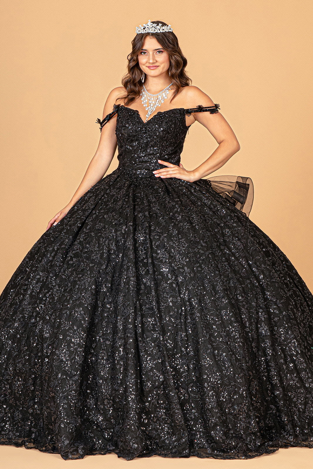 Ruffled Floral Print Ball Gown by Elizabeth K GL3072 - product image 1