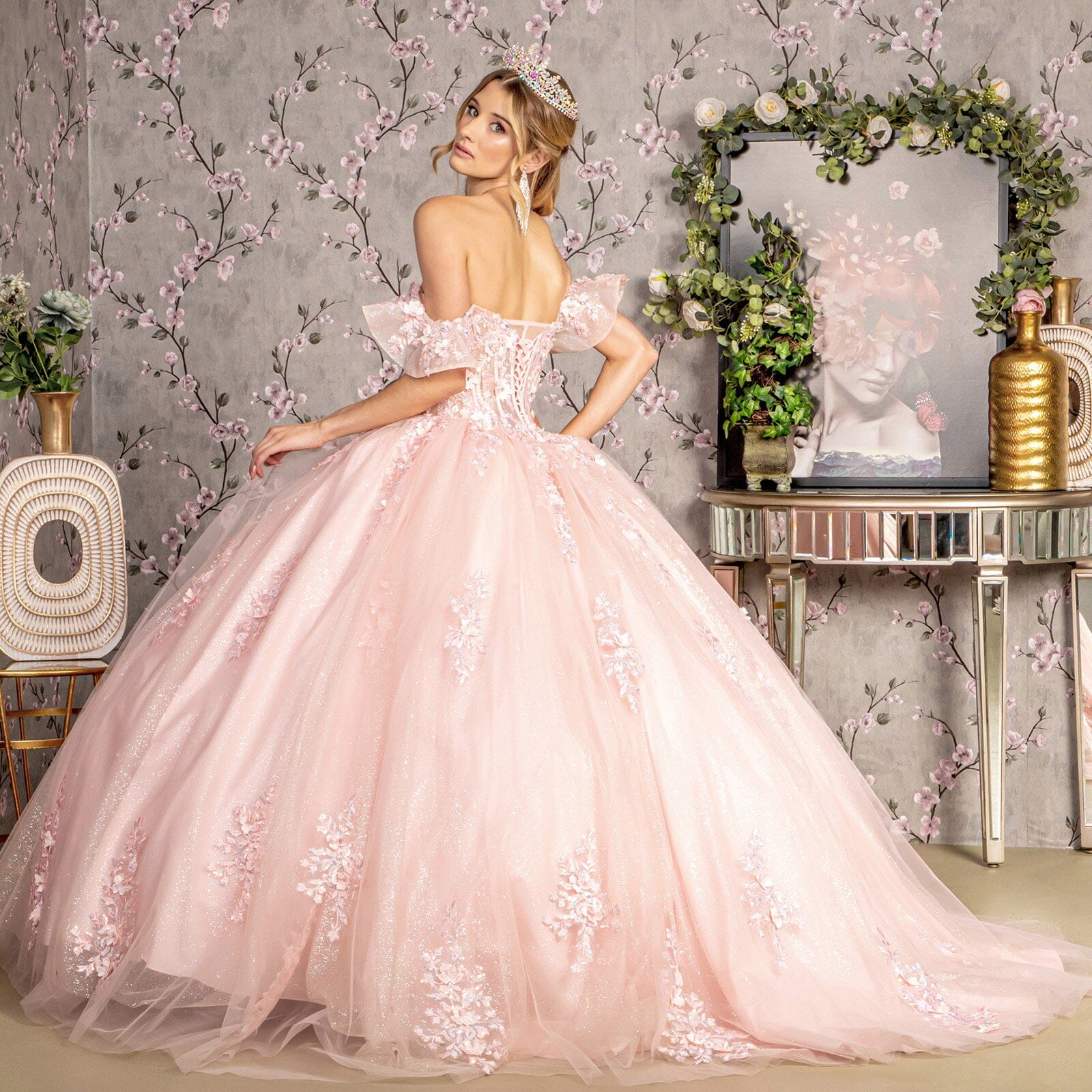 Ruffled Off Shoulder Corset Ball Gown by GLS Gloria GL3475 - product image 2