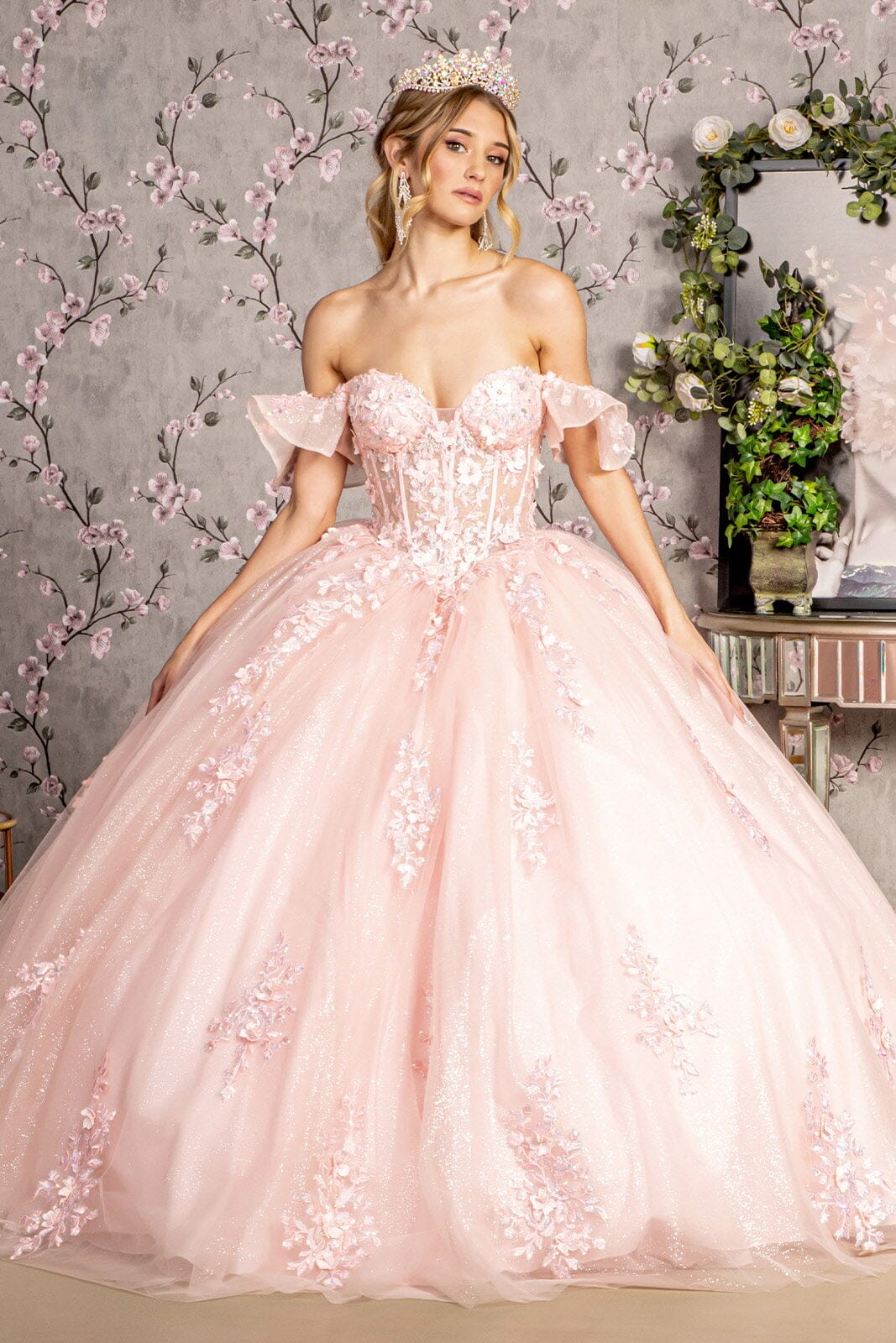 Ruffled Off Shoulder Corset Ball Gown by GLS Gloria GL3475 - product image 4