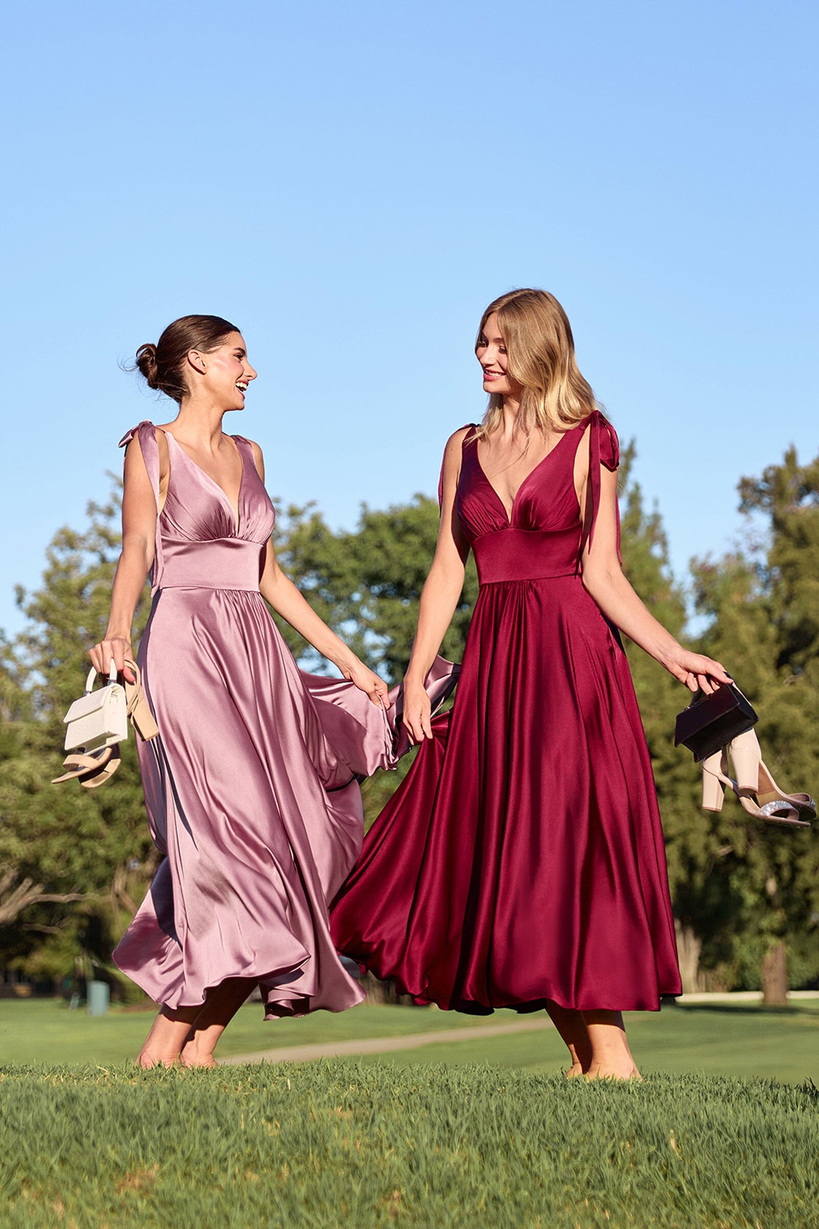 Satin Sleeveless A-line Tea Length Dress by Ladivine 7499 - product image 1