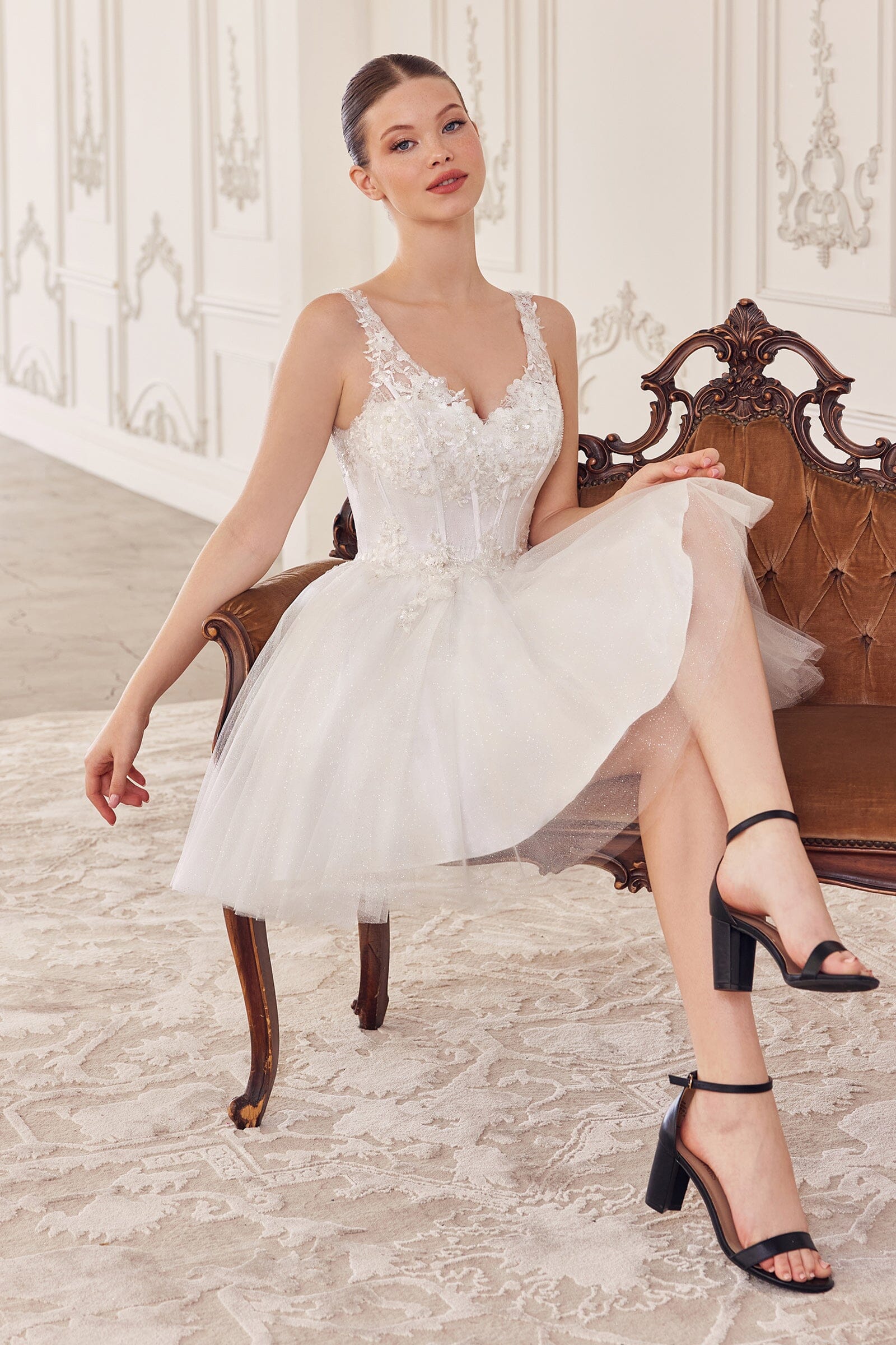 Sequin Applique Short Sleeveless Tulle Dress by Ladivine CY019 - product image 7