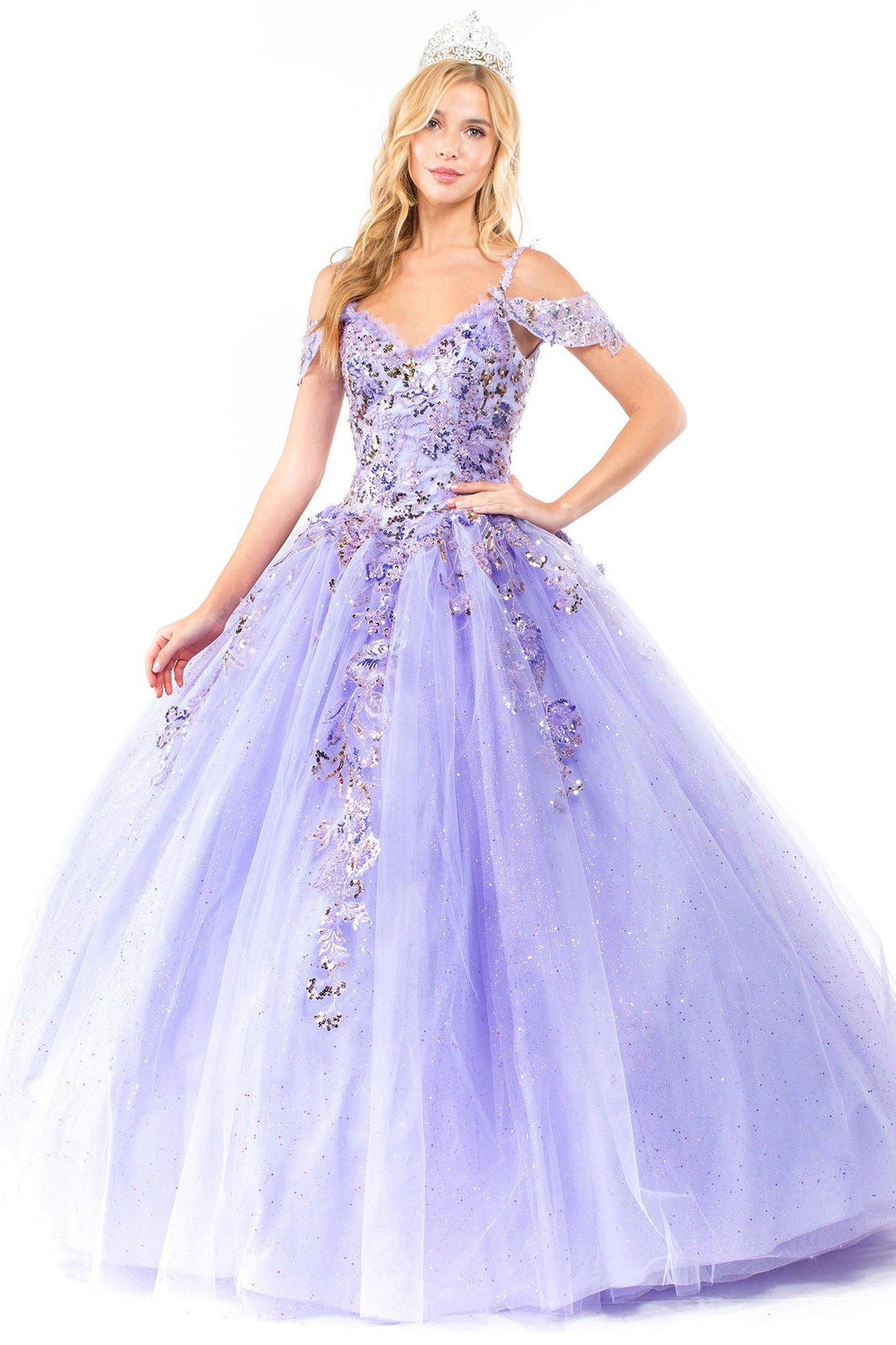 Sequin Cold Shoulder Ball Gown by Elizabeth K GL1969 - product image 1