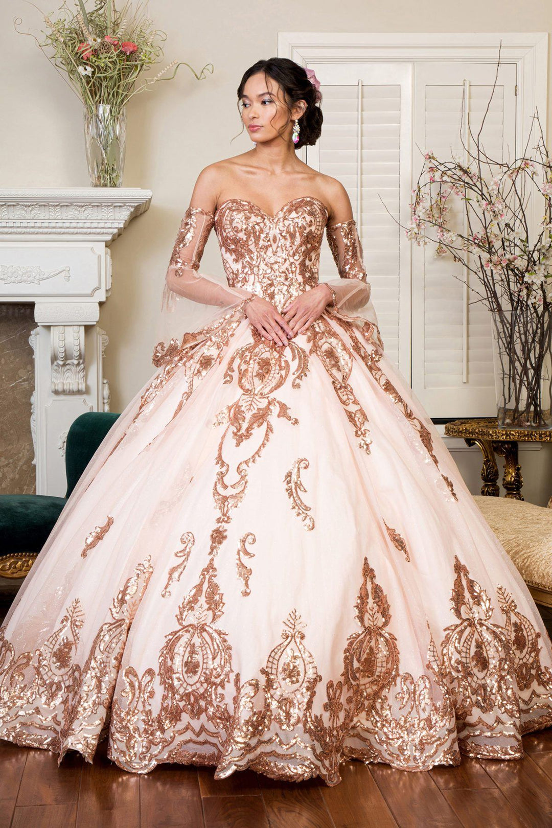 Sequin Print Strapless Ball Gown by Elizabeth K GL1914 - product image 1