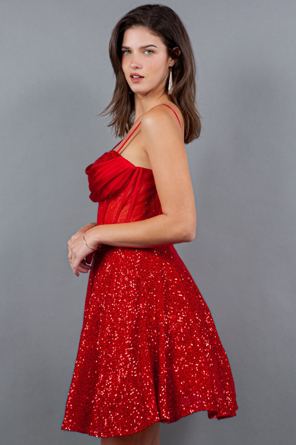 Sequin Short Sheer Corset Dress by Cinderella Couture 8126J - product image 15