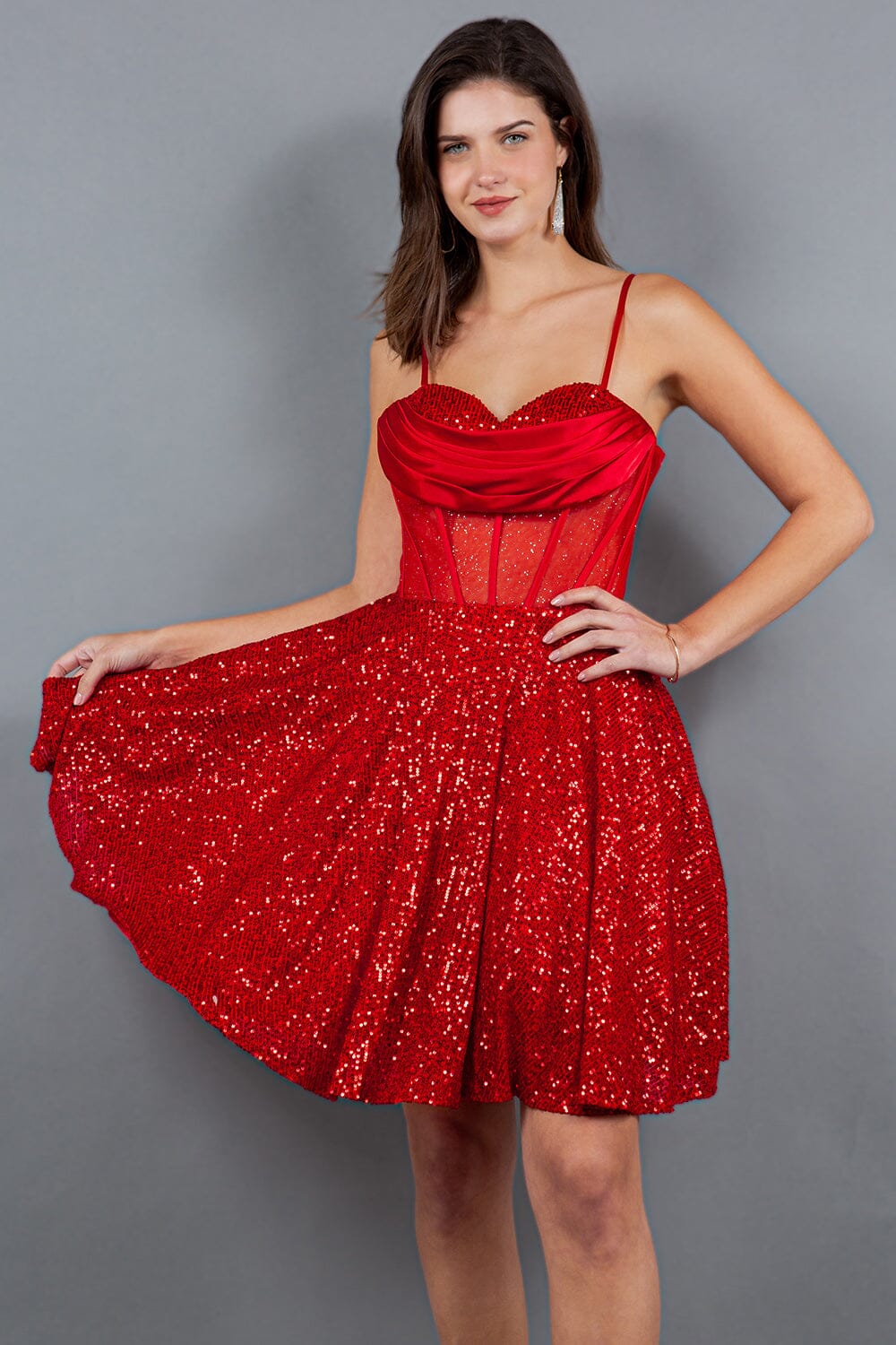 Sequin Short Sheer Corset Dress by Cinderella Couture 8126J - product image 14