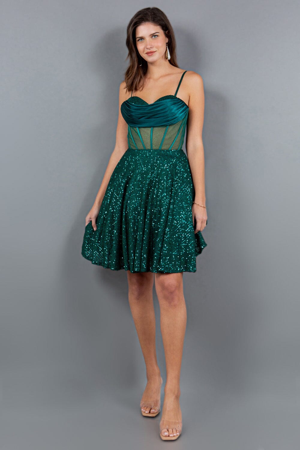 Sequin Short Sheer Corset Dress by Cinderella Couture 8126J - product image 6