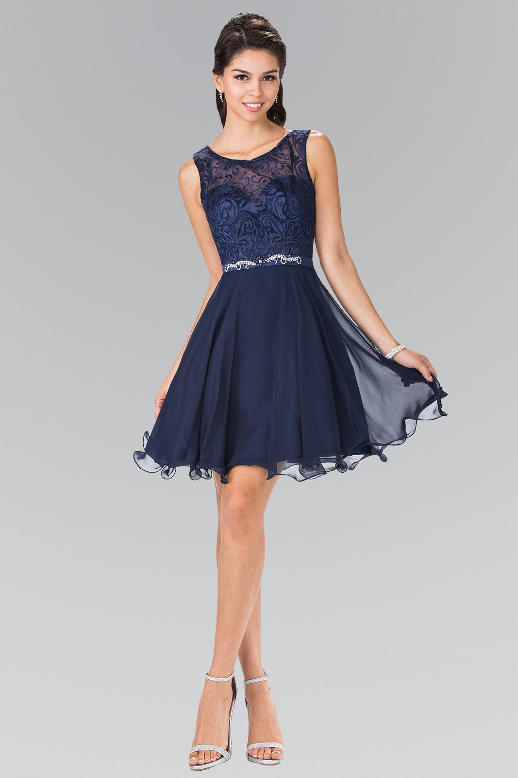 Short Lace Bodice Chiffon Dress by Elizabeth K GS2314 - product image 6