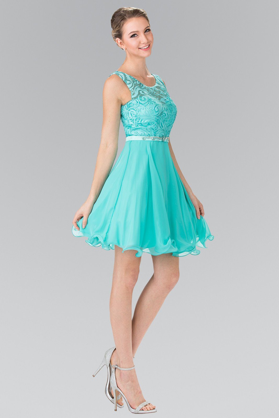 Short Lace Bodice Chiffon Dress by Elizabeth K GS2314 - product image 4