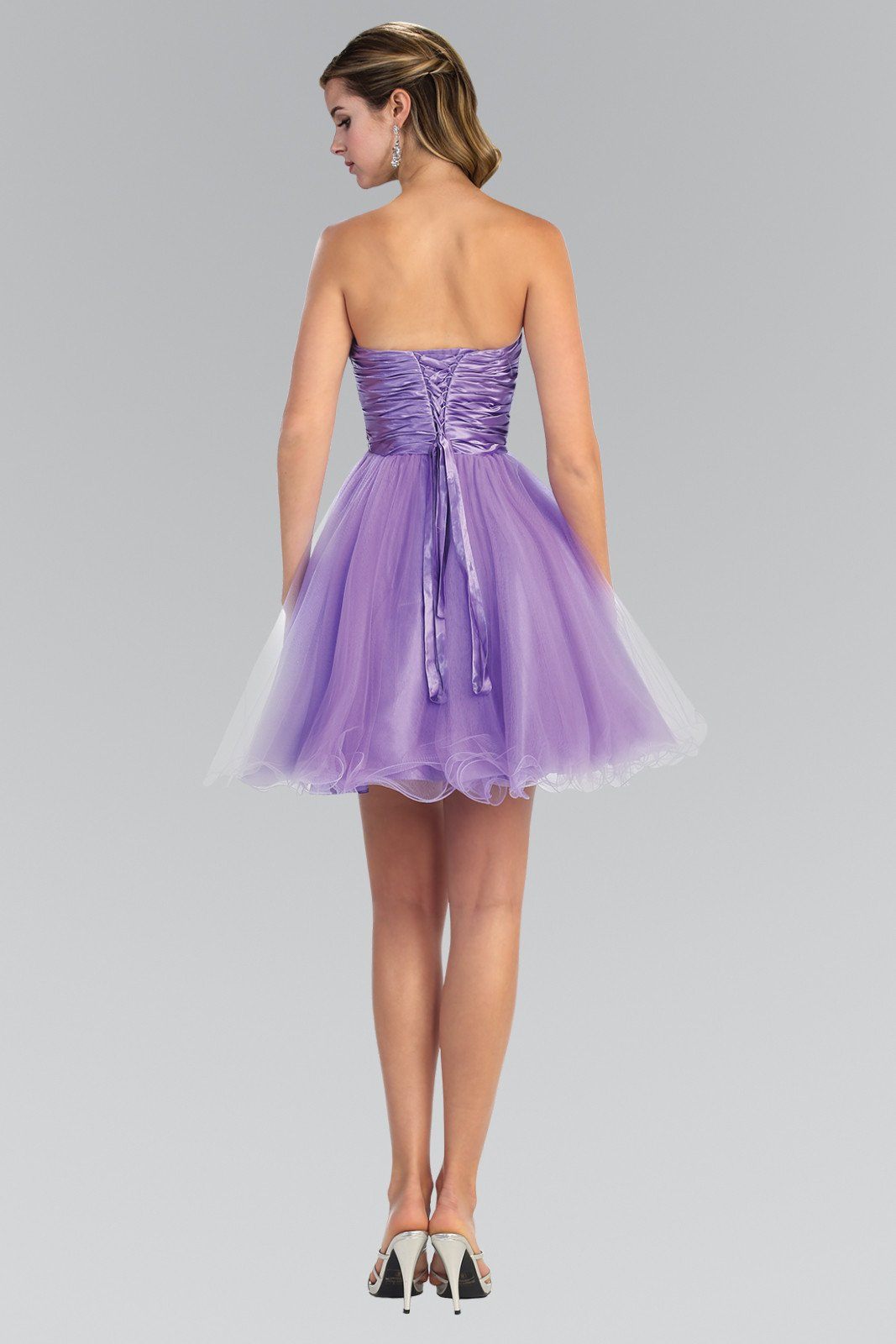 Short Beaded Dress with Pleated Waistband by Elizabeth K GS1052 - product image 2