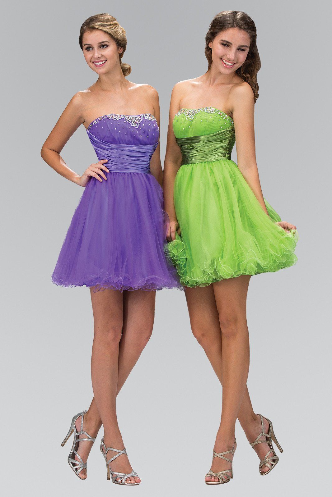 Short Beaded Dress with Pleated Waistband by Elizabeth K GS1052 - product image 1