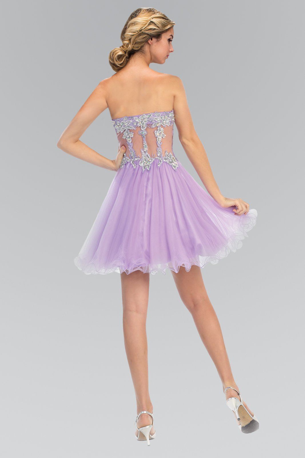 Short Beaded Dress with Sheer Waistline by Elizabeth K GS1106 - product image 2