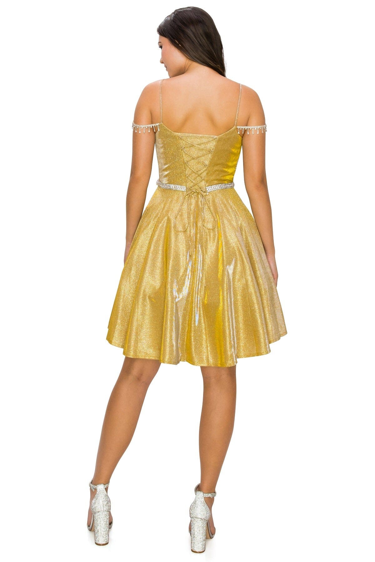 Short Beaded Metallic Glitter Dress by Cinderella Couture 8014J - product image 11