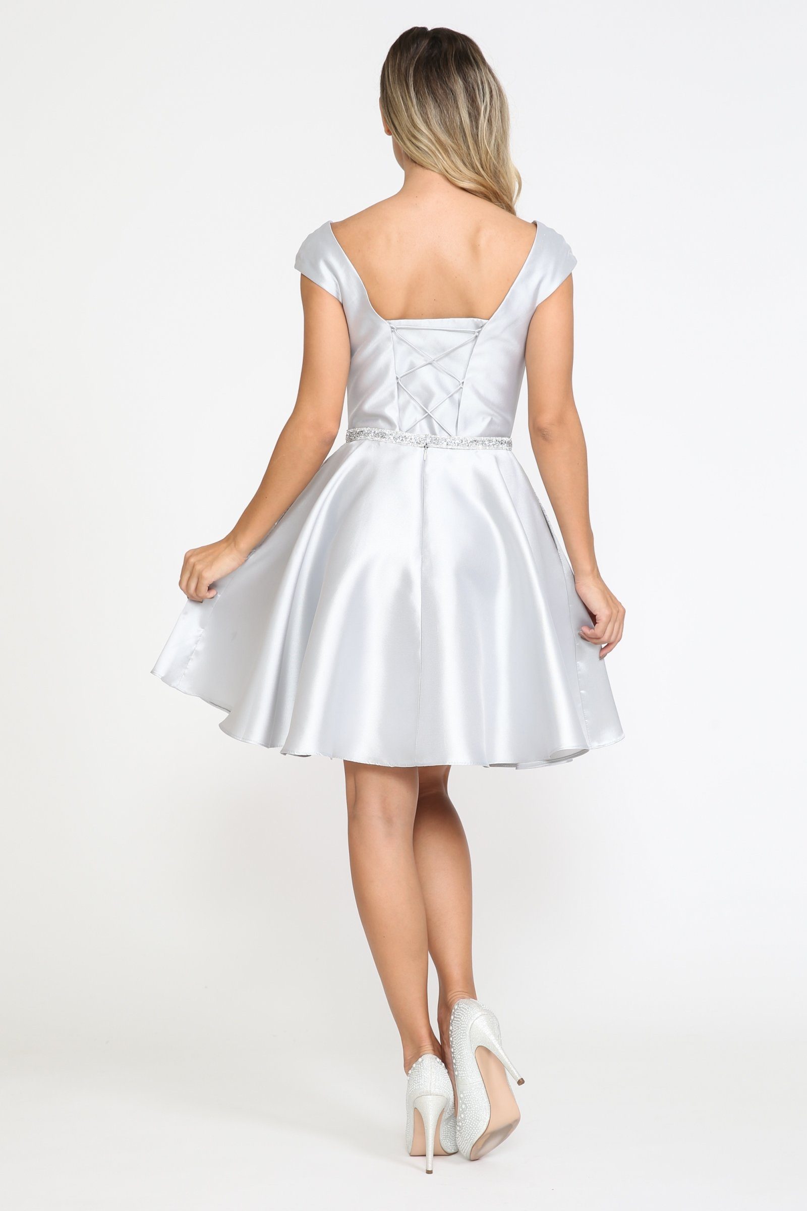 Short Cap Sleeve Mikado Dress by Poly USA 8416 - product image 2