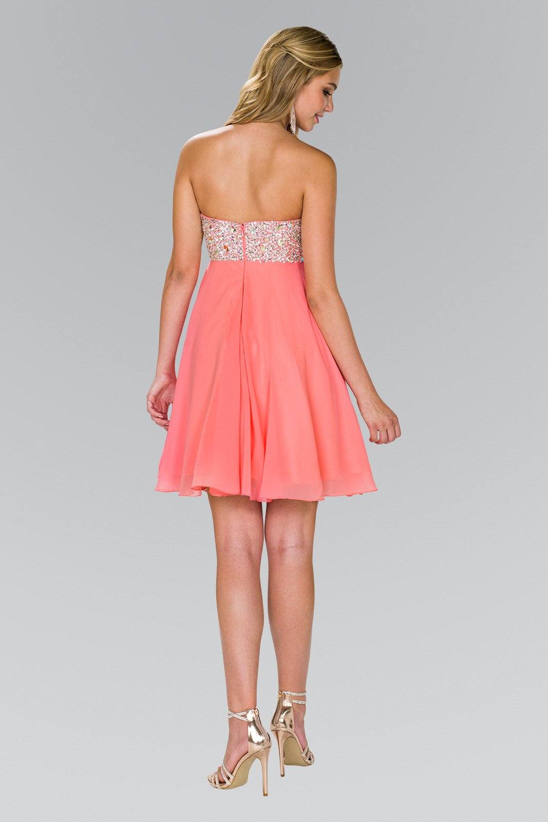 Short Chiffon Dress with Jeweled Bodice by Elizabeth K GS1142 - product image 2