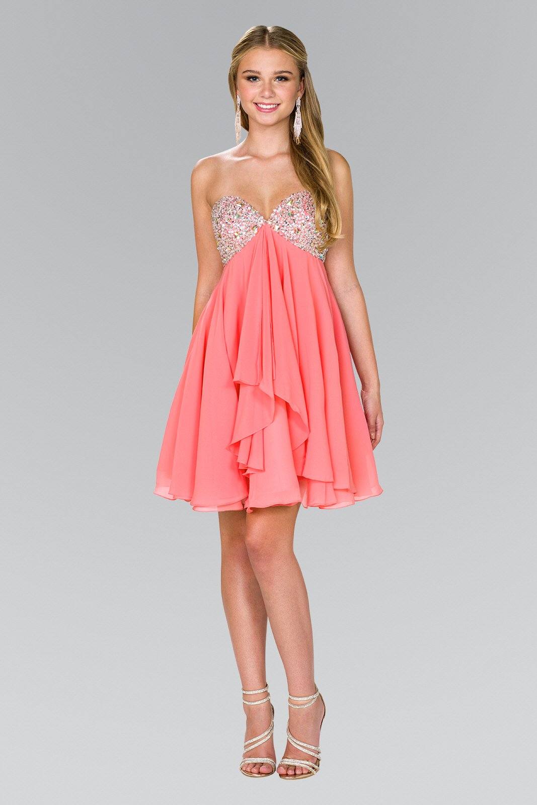 Short Chiffon Dress with Jeweled Bodice by Elizabeth K GS1142 - product image 1