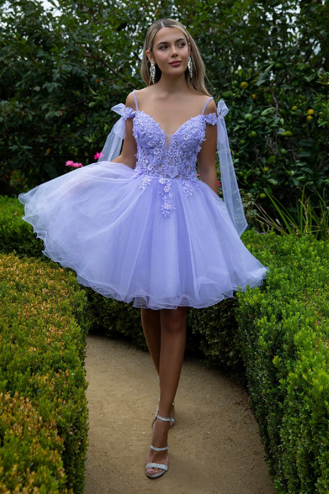 Short Cold Shoulder Bow Dress by Elizabeth K GS3513 - product image 15