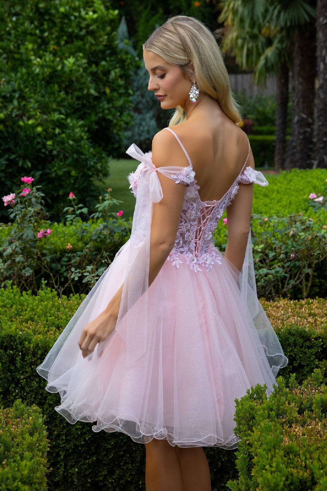 Short Cold Shoulder Bow Dress by Elizabeth K GS3513 - product image 9
