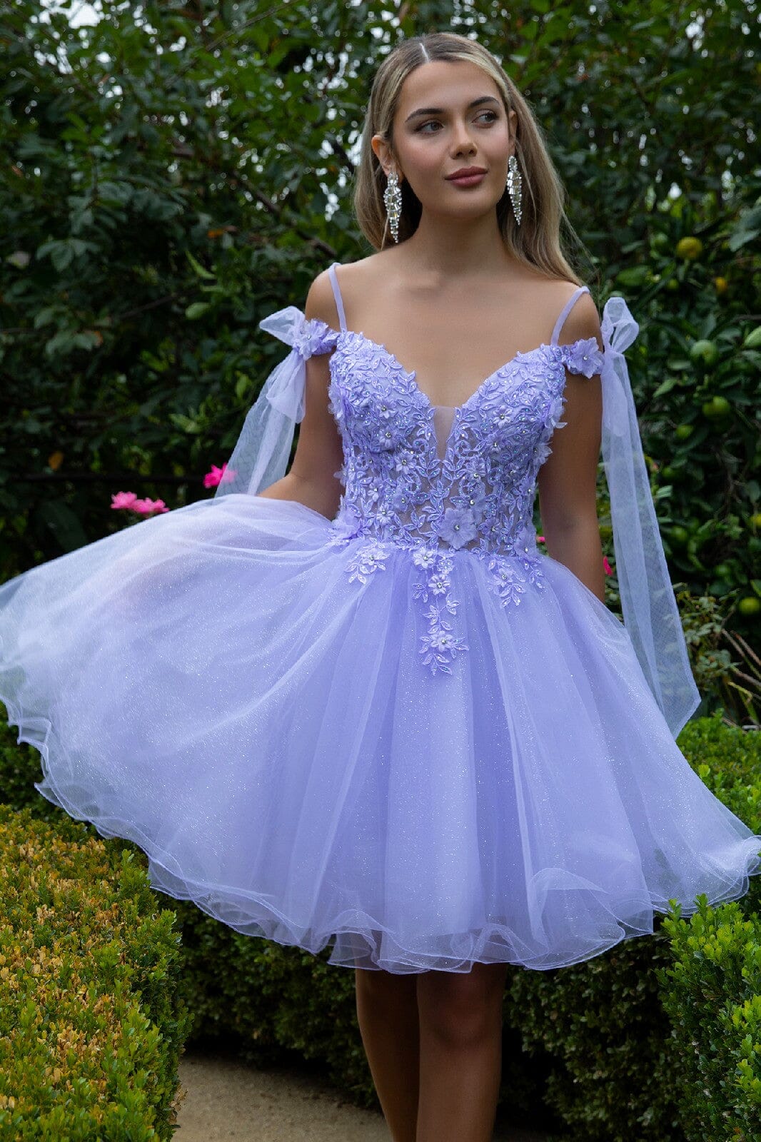 Short Cold Shoulder Bow Dress by Elizabeth K GS3513 - product image 16
