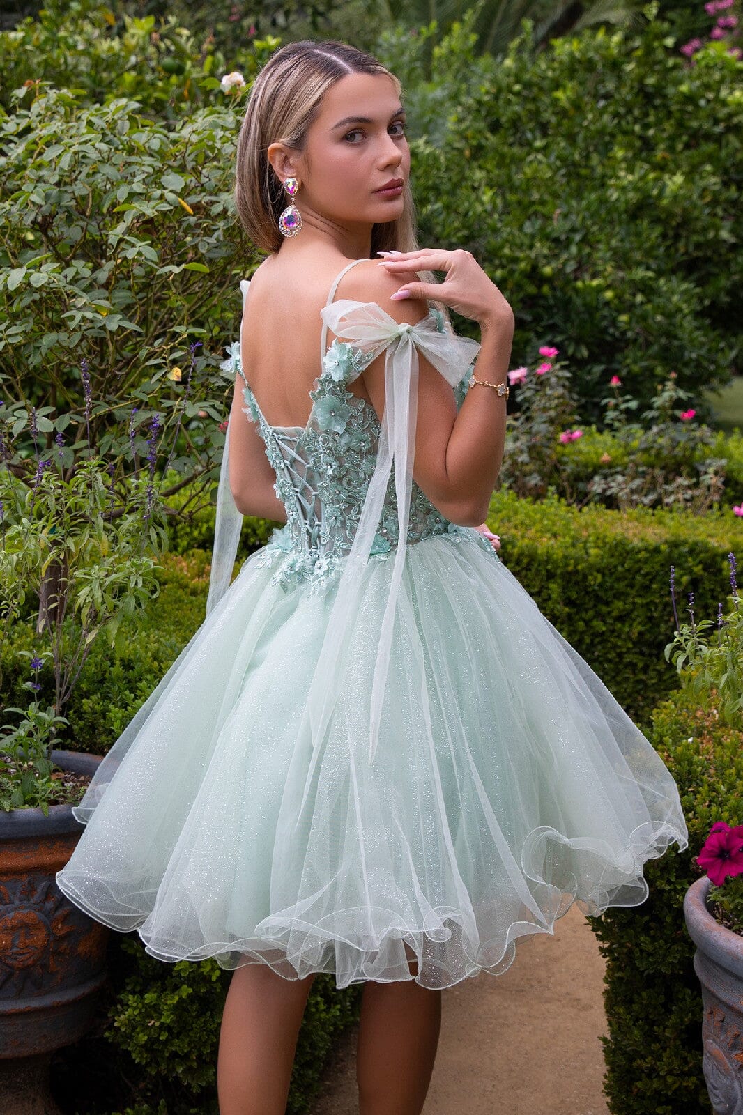 Short Cold Shoulder Bow Dress by Elizabeth K GS3513 - product image 6