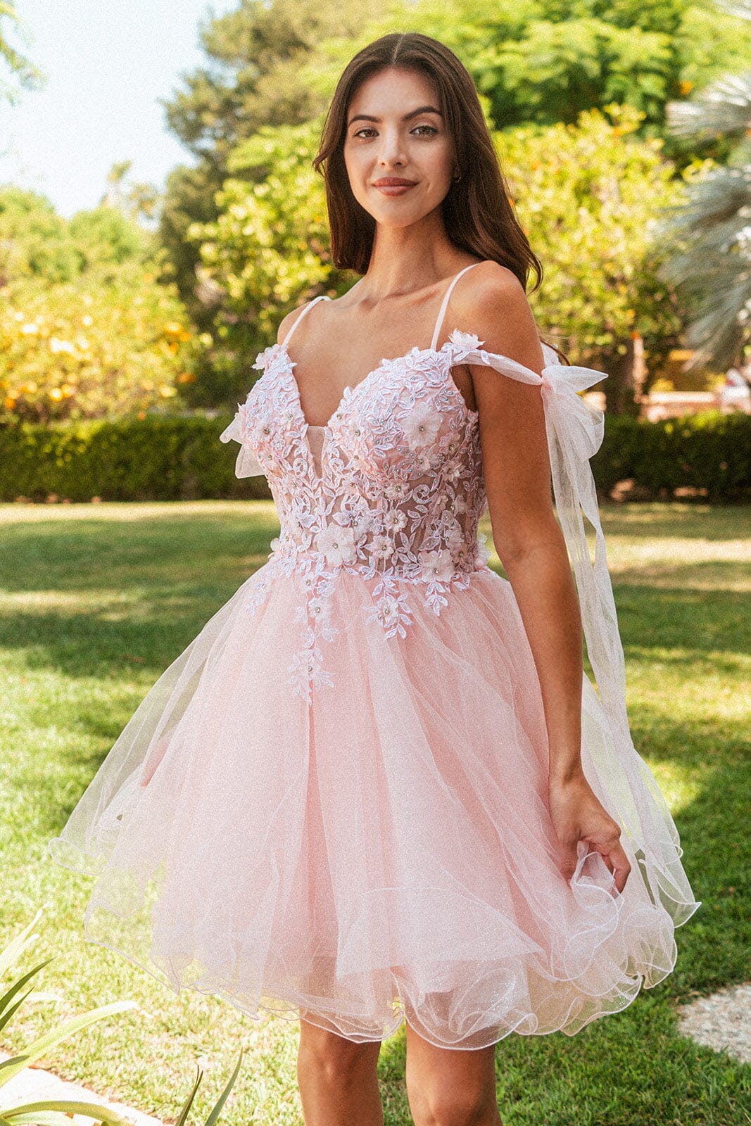 Short Cold Shoulder Bow Dress by Elizabeth K GS3513 - product image 12