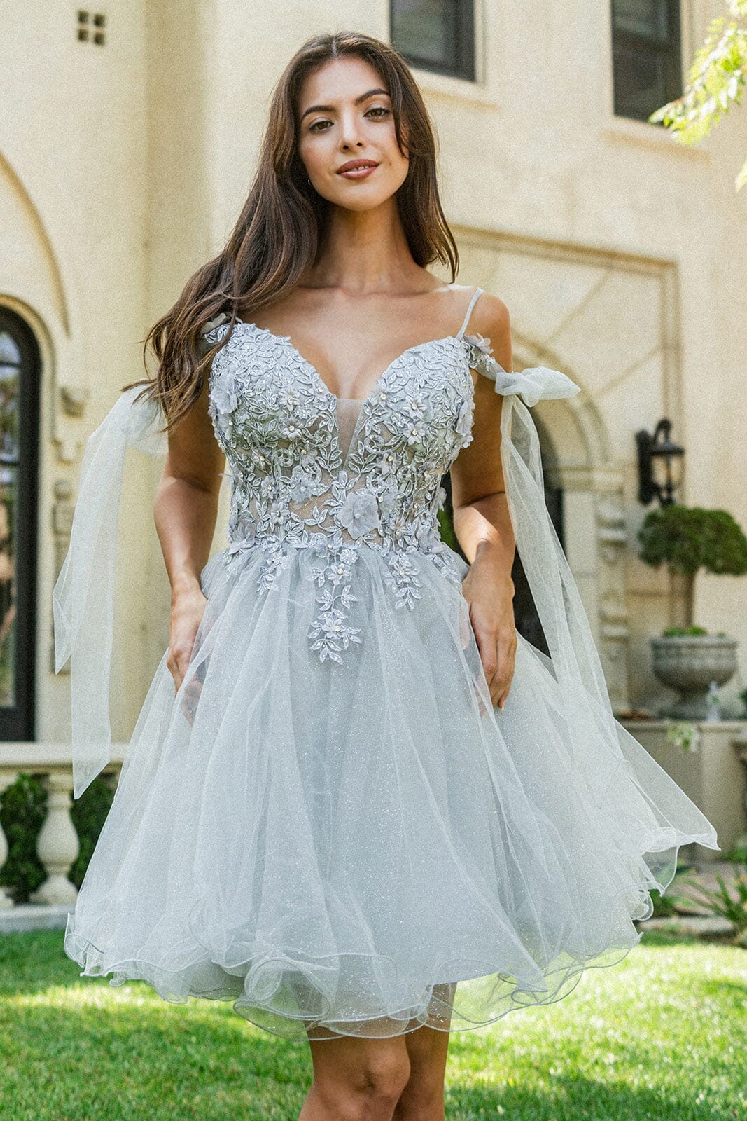 Short Cold Shoulder Bow Dress by Elizabeth K GS3513 - product image 18