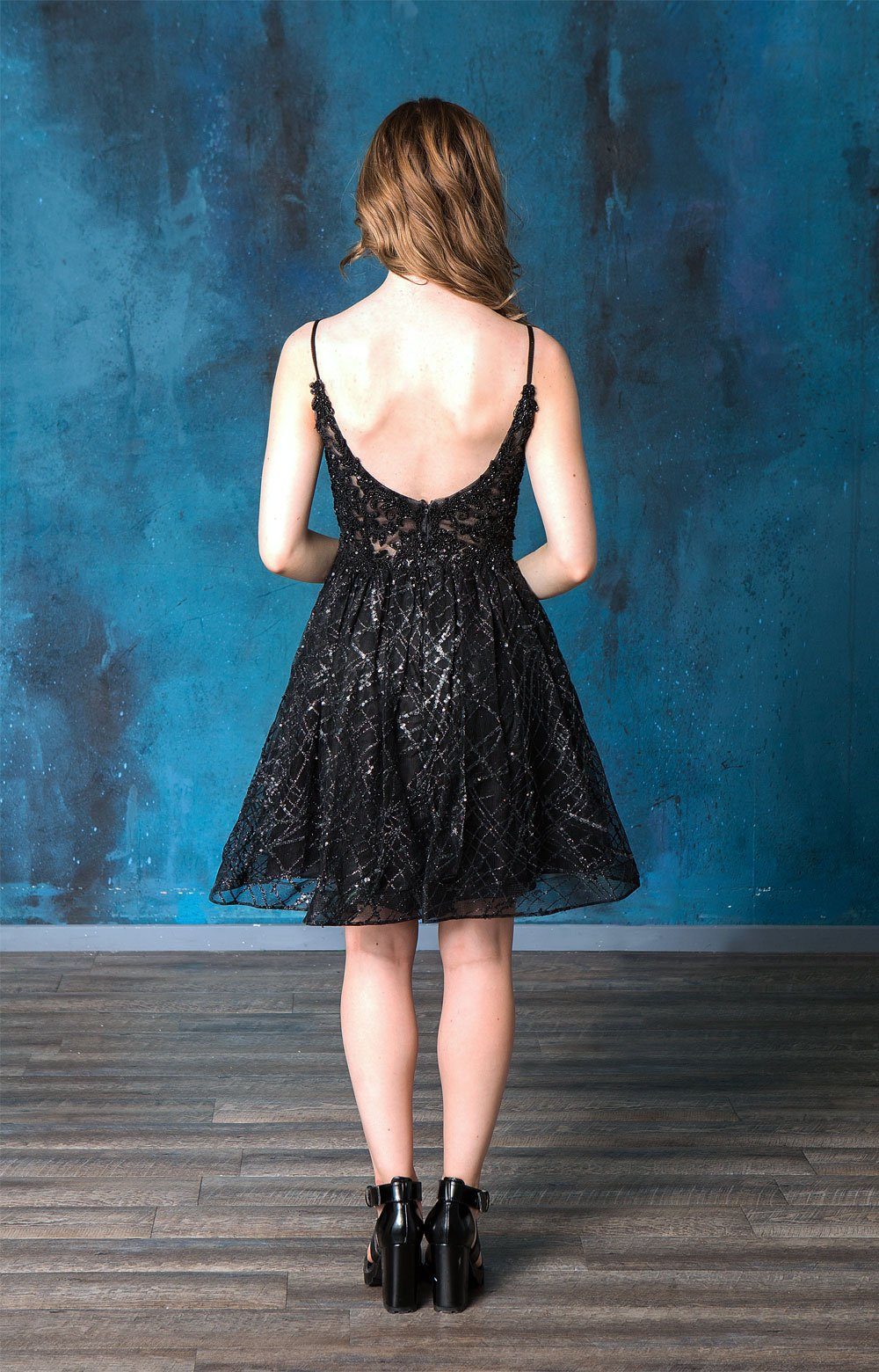 Short Deep Sweetheart Glitter Dress by Calla KY-74028 - product image 2