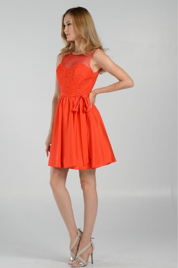 Short Dress with Illusion Lace Bodice by Poly USA 7500 - product image 3