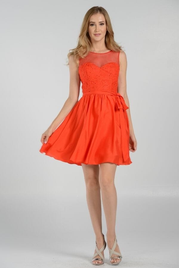 Short Dress with Illusion Lace Bodice by Poly USA 7500 - product image 1