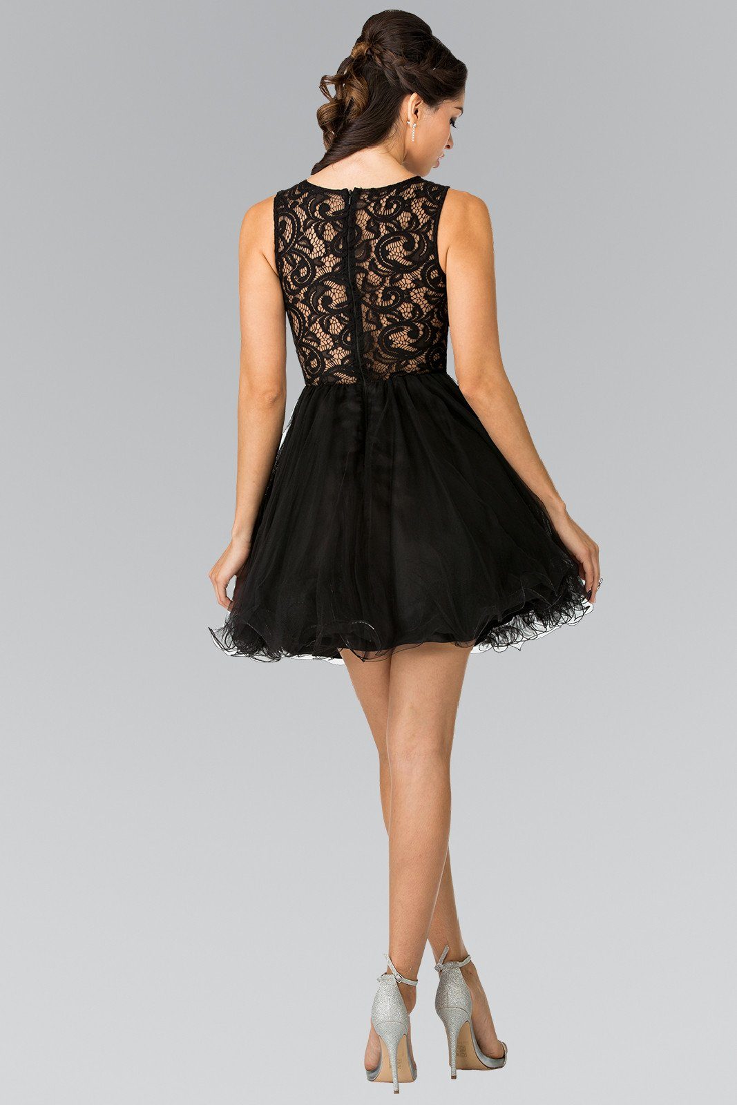 Short Dress with Lace Bodice and Sheer Waistline by Elizabeth K GS1427 - product image 15