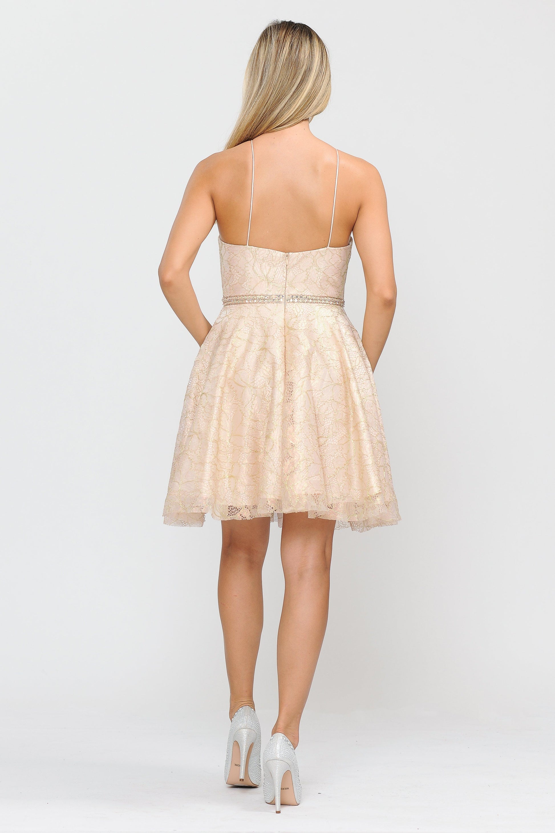Short Glitter Print Dress with Pockets by Poly USA 8410 - product image 2