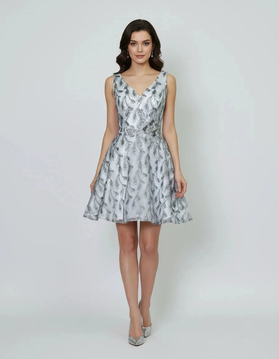 Short Glitter Print V-Neck Dress by Calla KY-72534 - product image 4