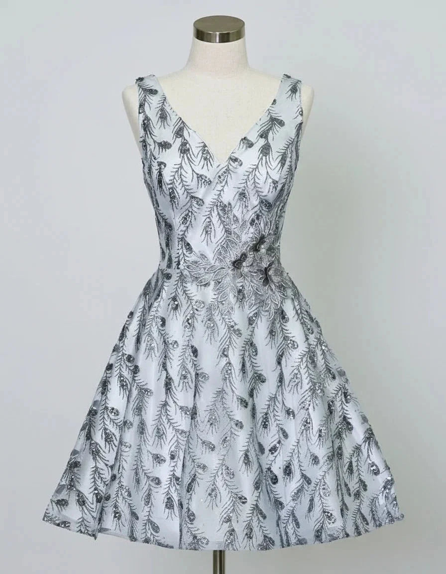 Short Glitter Print V-Neck Dress by Calla KY-72534 - product image 3