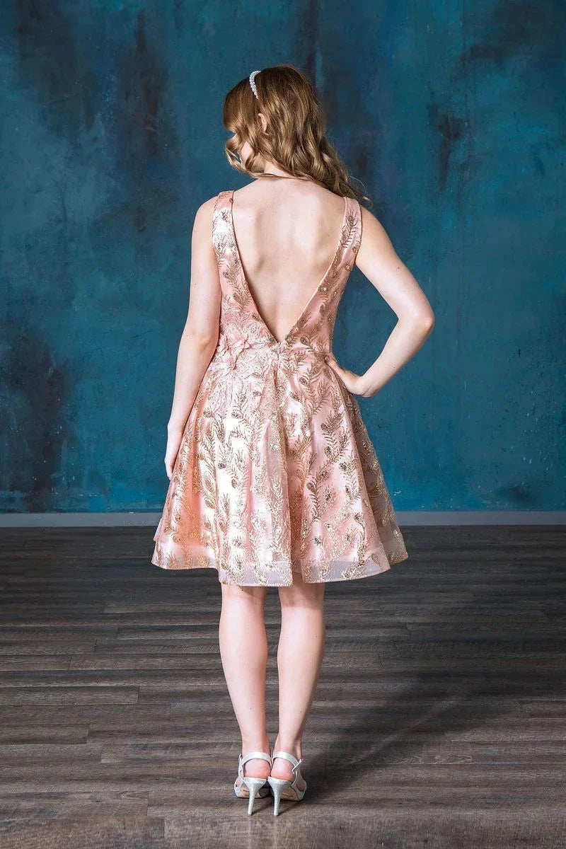 Short Glitter Print V-Neck Dress by Calla KY-72534 - product image 11