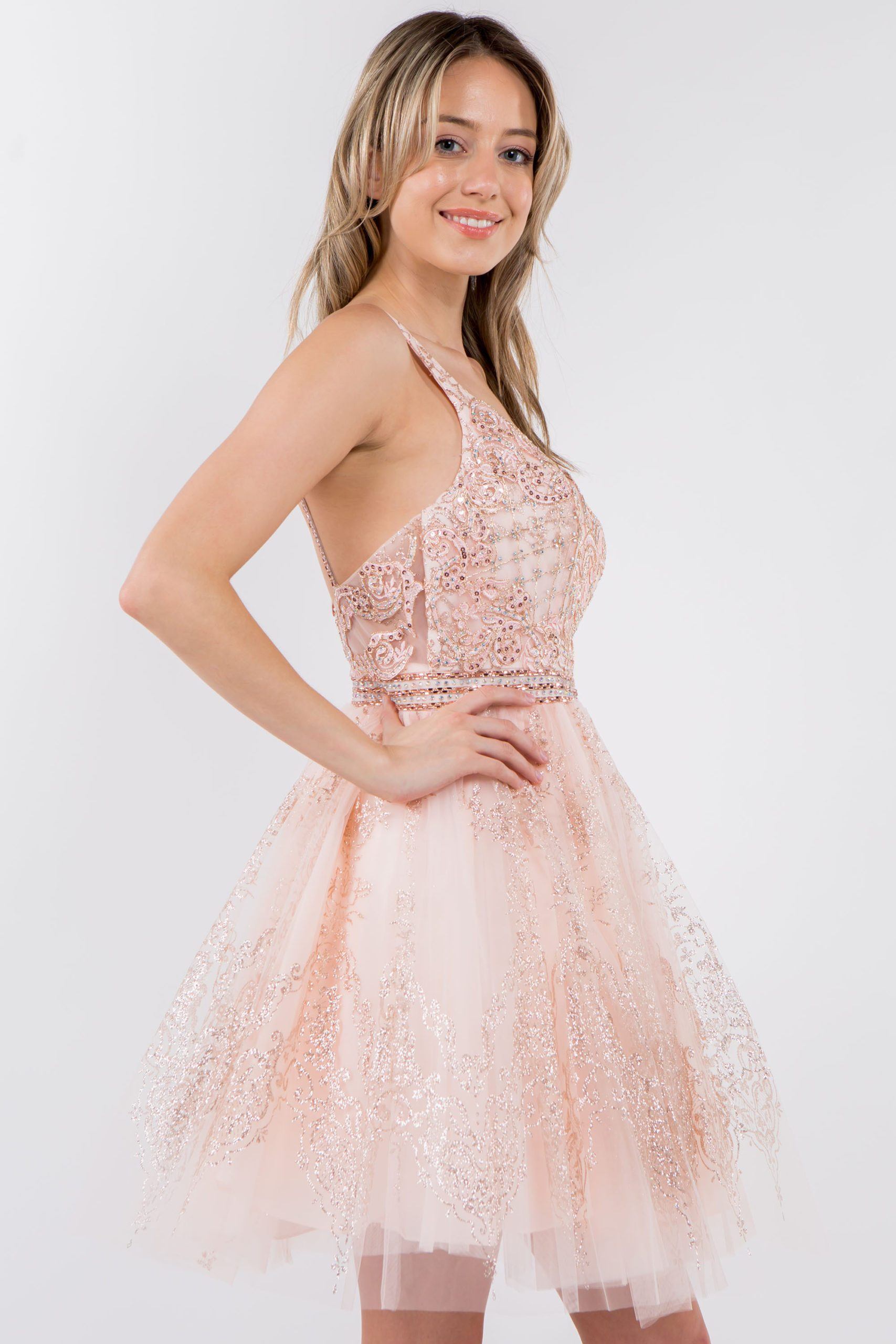 Short Glitter Print V-Neck Dress by Elizabeth K GS1965 - product image 19