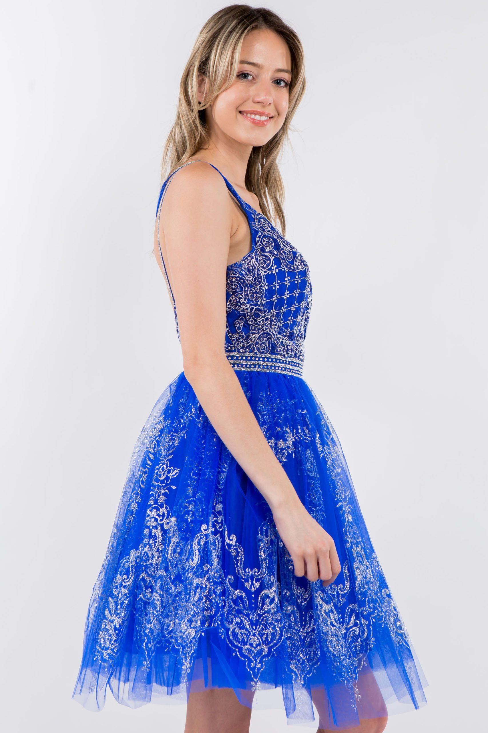 Short Glitter Print V-Neck Dress by Elizabeth K GS1965 - product image 14