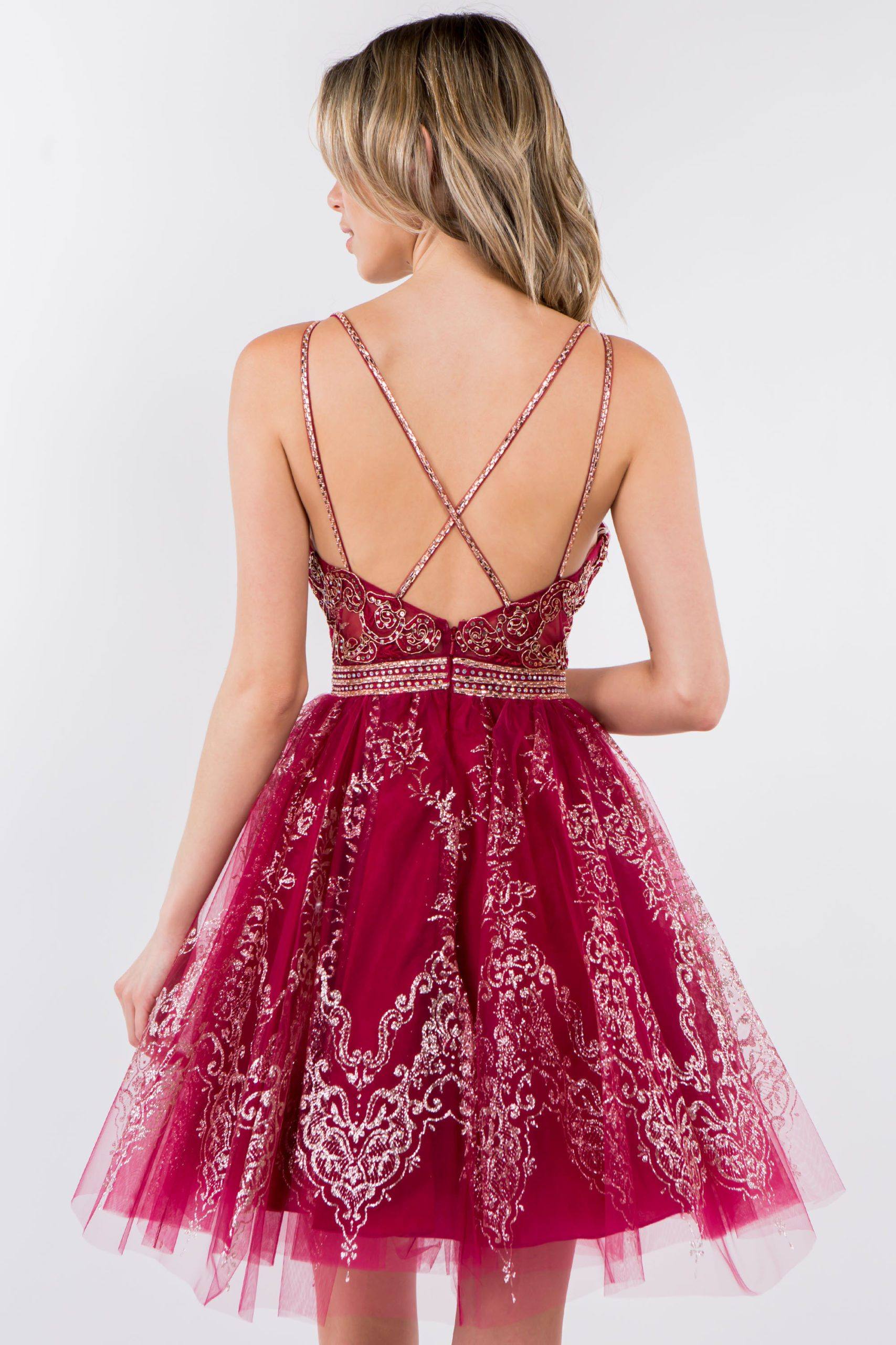 Short Glitter Print V-Neck Dress by Elizabeth K GS1965 - product image 2