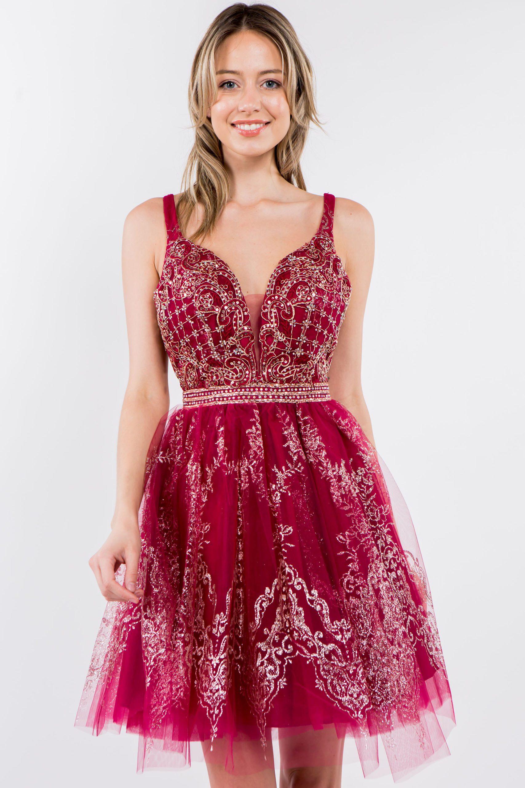 Short Glitter Print V-Neck Dress by Elizabeth K GS1965 - product image 3