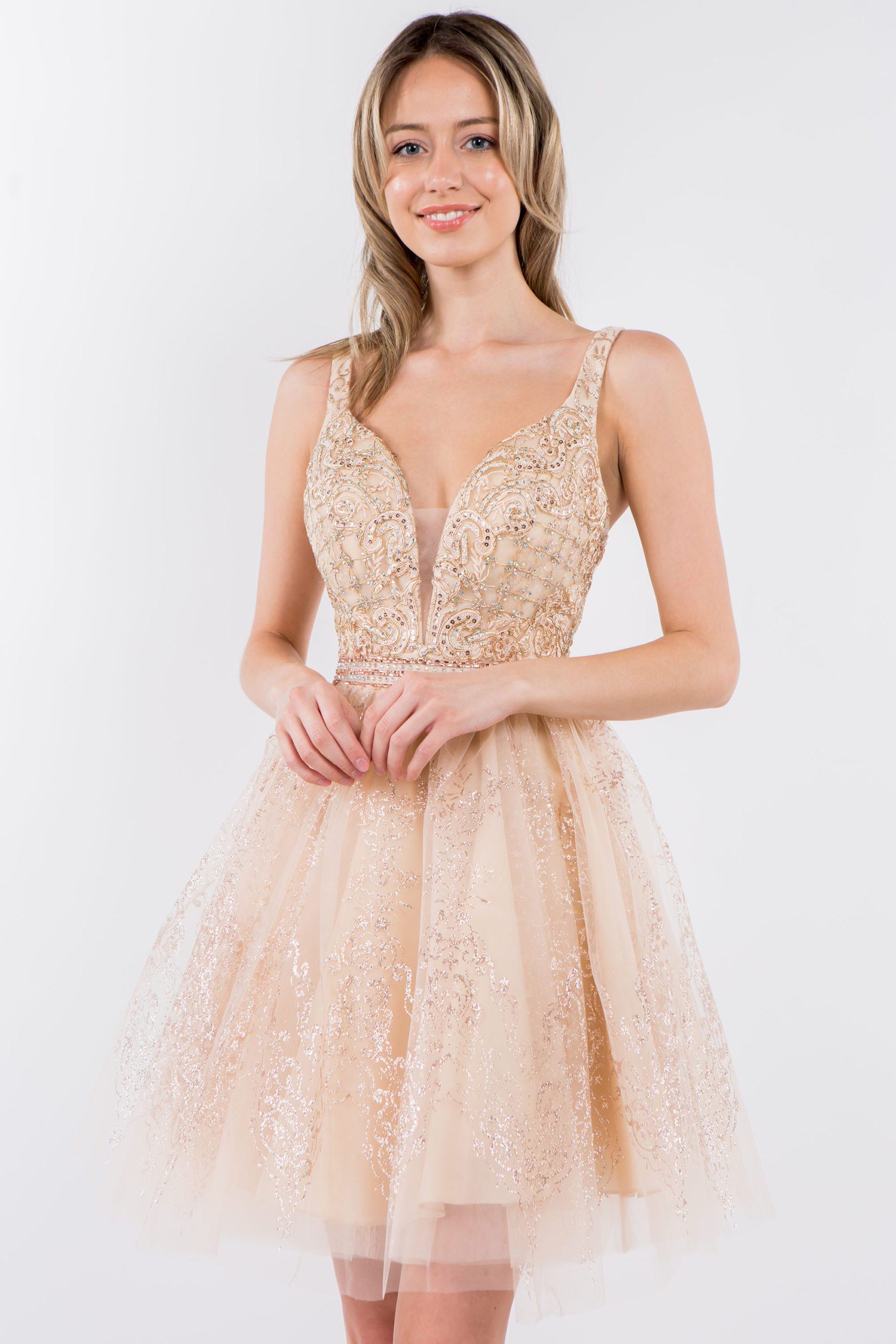 Short Glitter Print V-Neck Dress by Elizabeth K GS1965 - product image 8