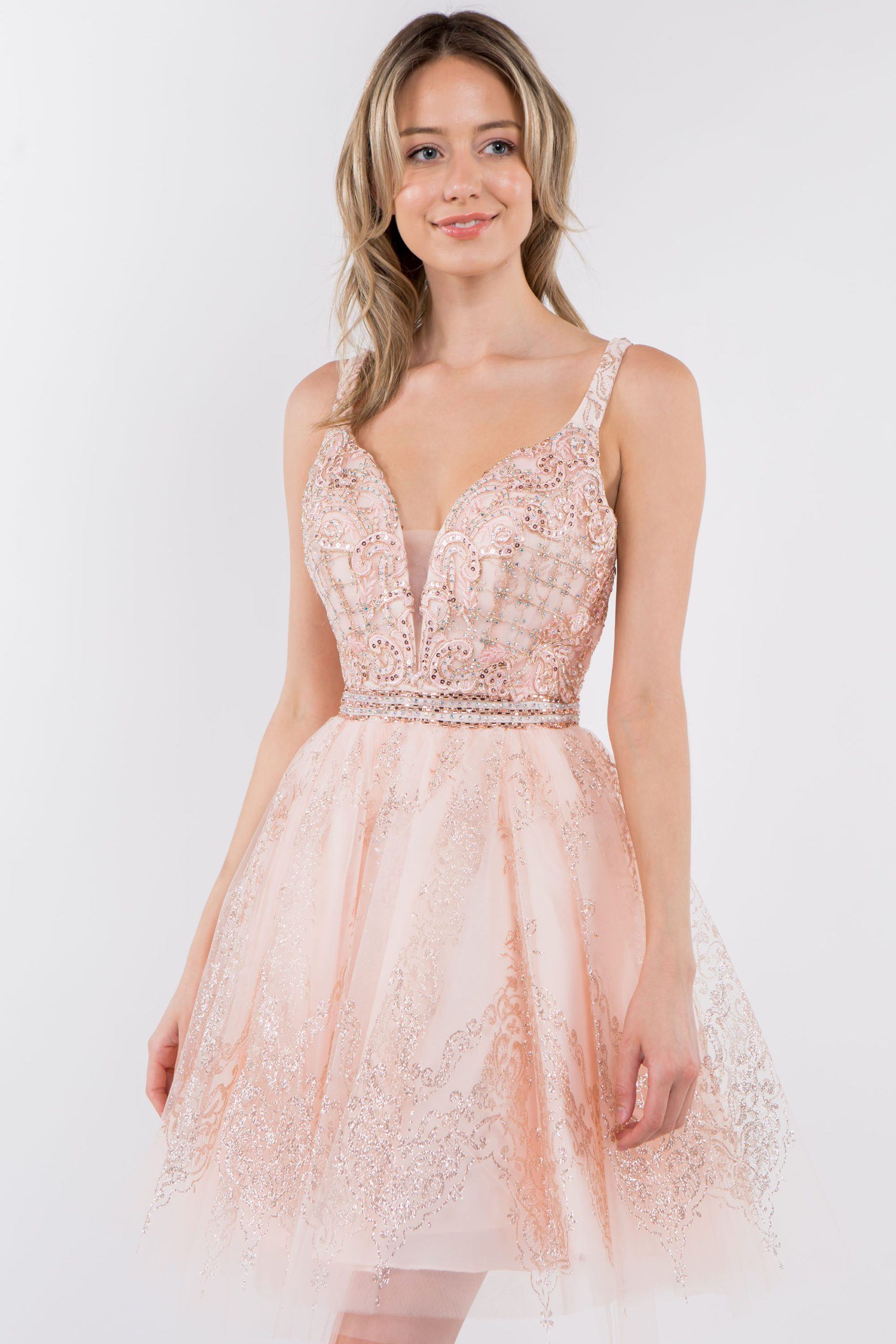 Short Glitter Print V-Neck Dress by Elizabeth K GS1965 - product image 18