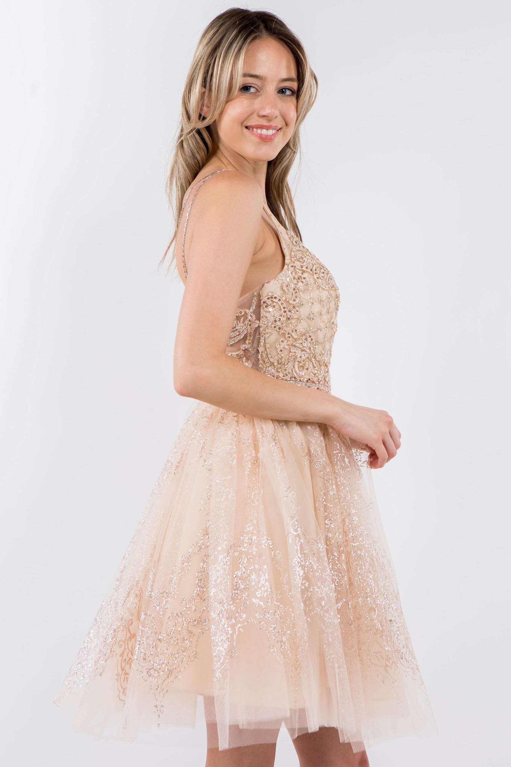 Short Glitter Print V-Neck Dress by Elizabeth K GS1965 - product image 9